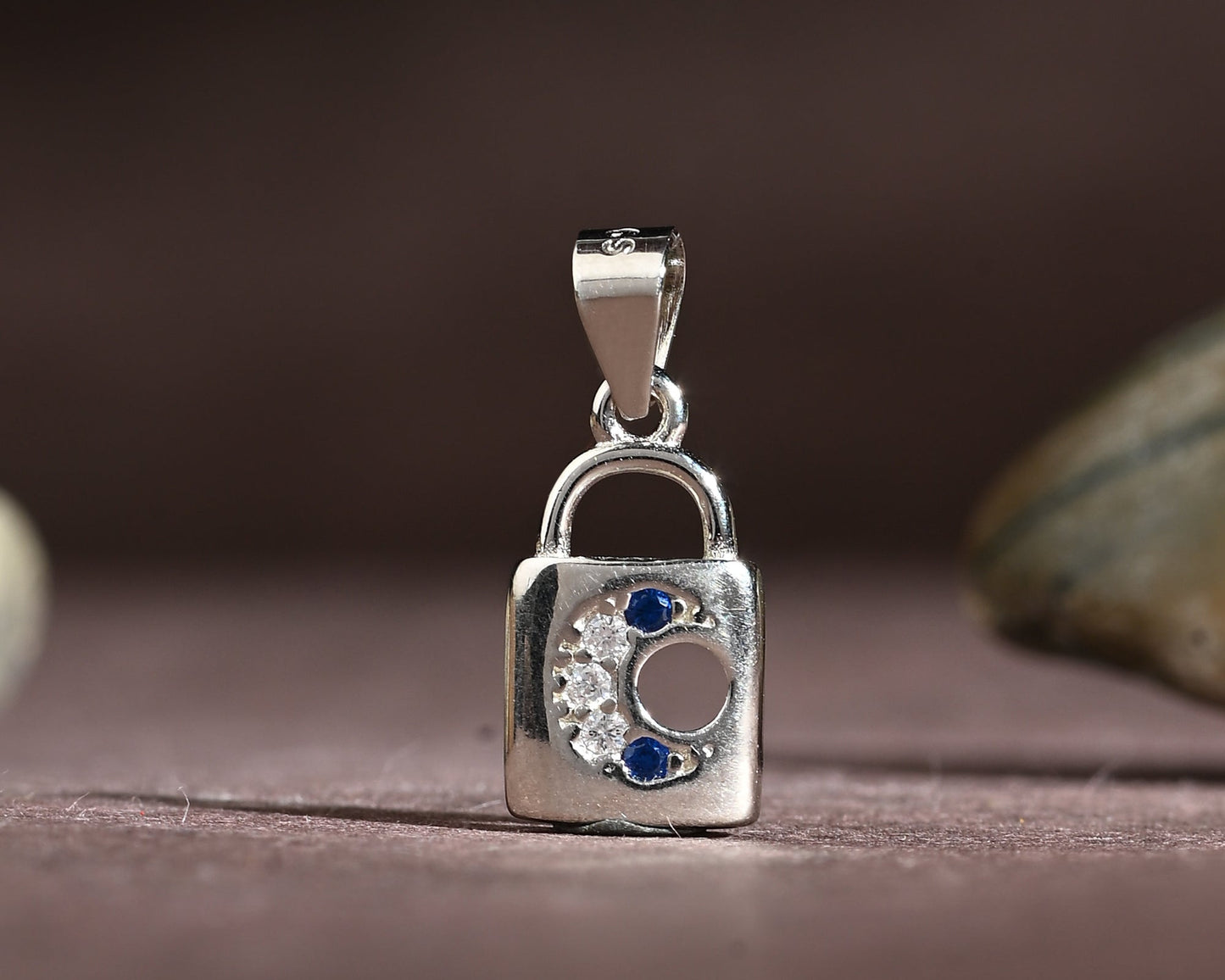 Puremoon 925 Sterling Silver Lock Pendant Necklace for Women