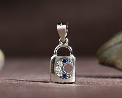 Puremoon 925 Sterling Silver Lock Pendant Necklace for Women