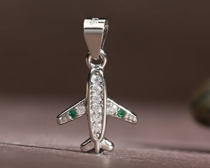 Puremoon 925 Sterling Silver Airplane Pendant Necklace for Women