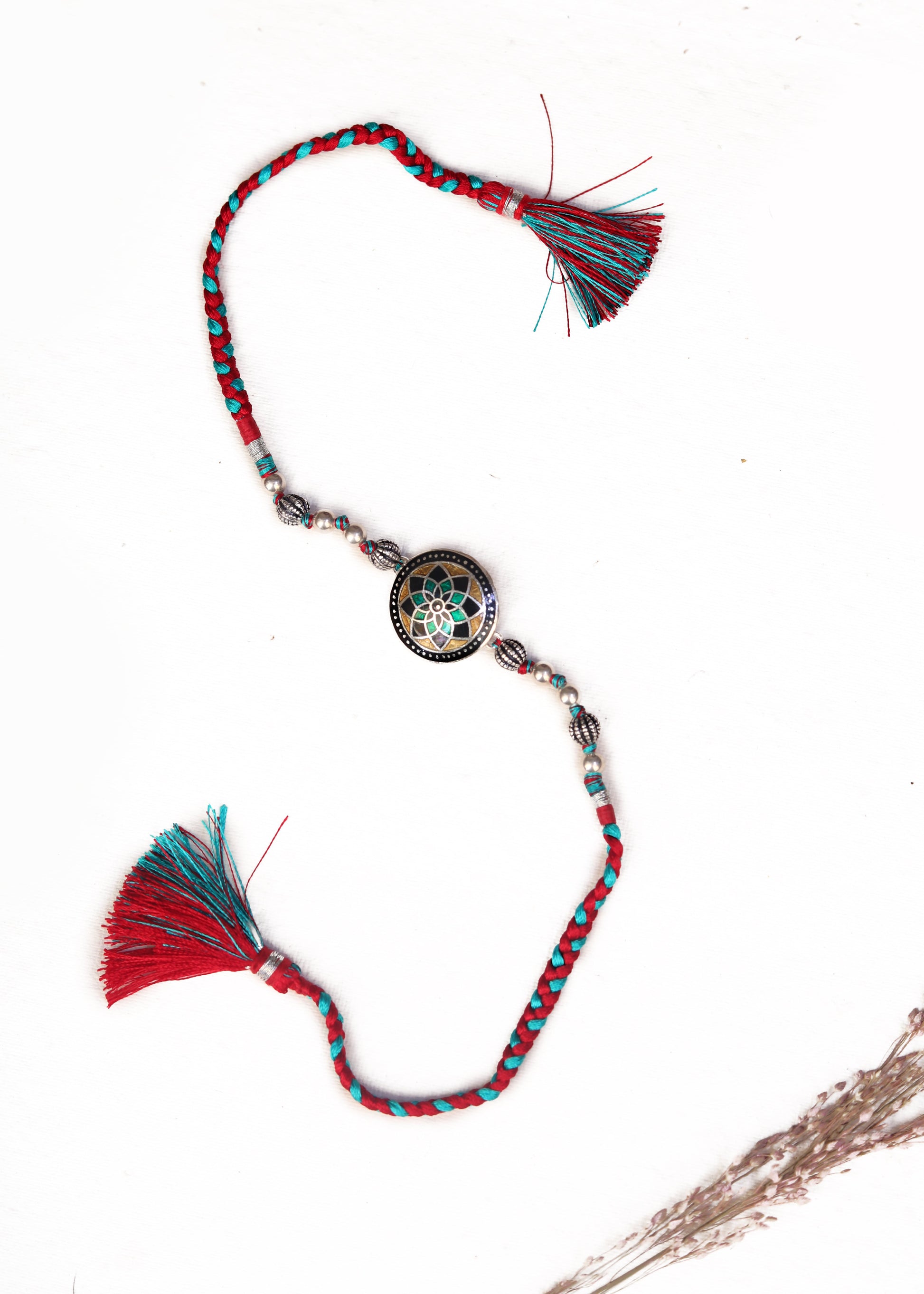 silver rakhi bracelet design mandala mosaic artisan silver