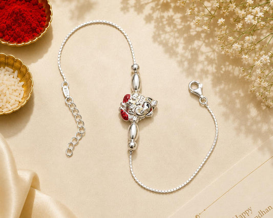 Ganesha 925 sterling silver rakhi bracelet for brother