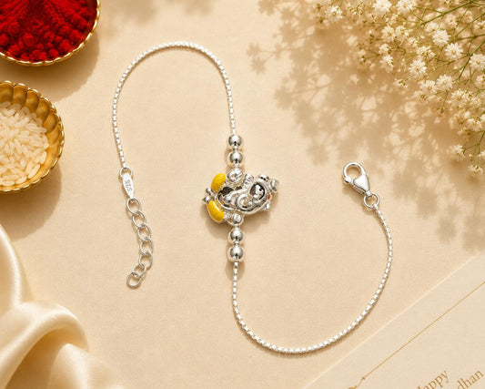 Ganesha 925 sterling silver rakhi bracelet for brother