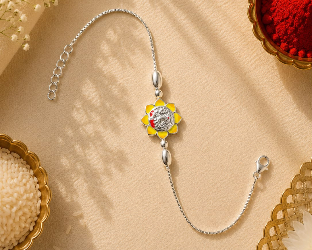 Ganesha 925 sterling silver rakhi bracelet for brother