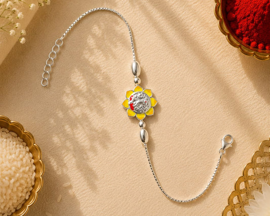Ganesha 925 sterling silver rakhi bracelet for brother