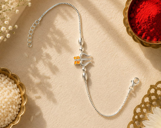 trishul 925 sterling silver rakhi for brother