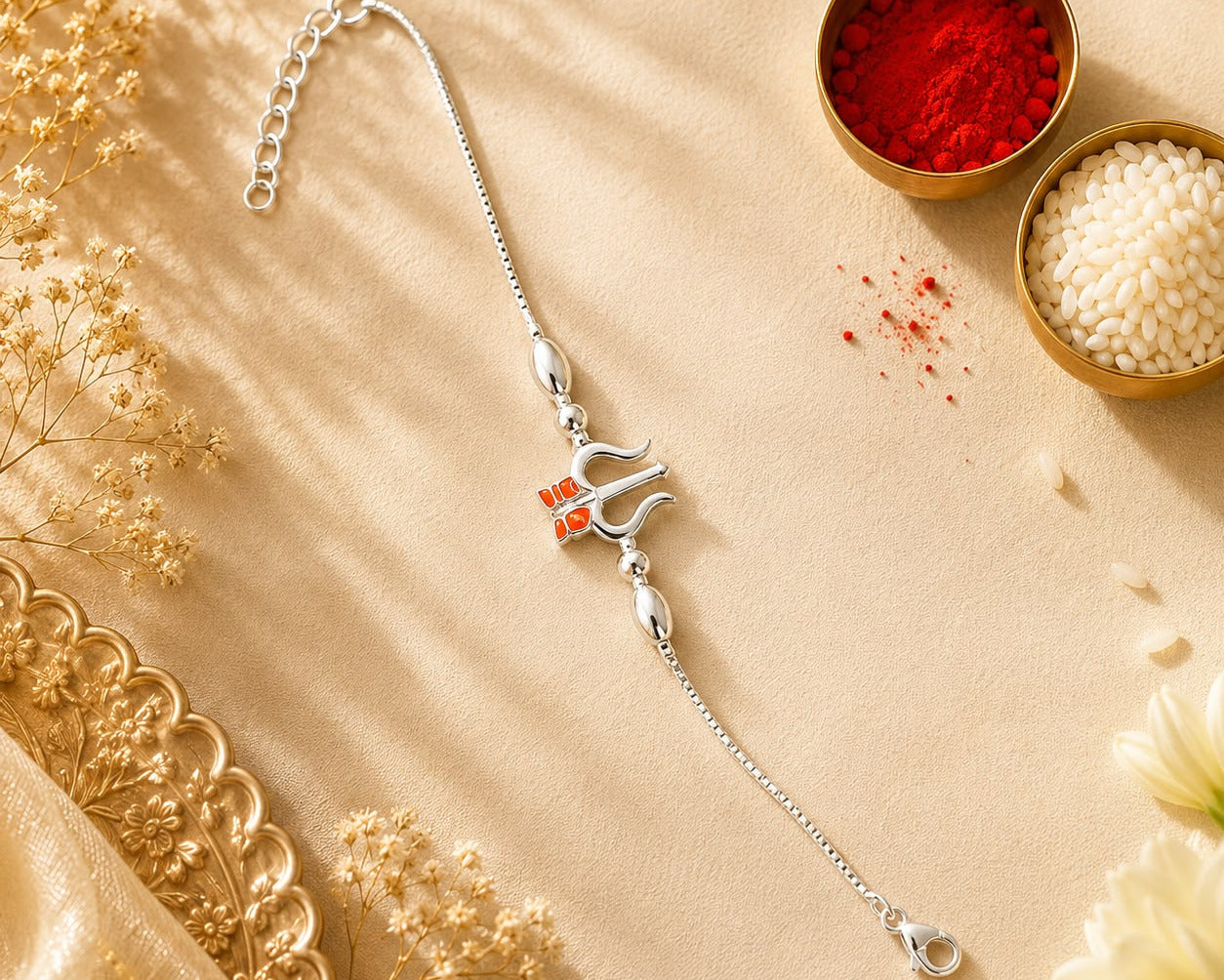 trishul 925 sterling silver rakhi for brother