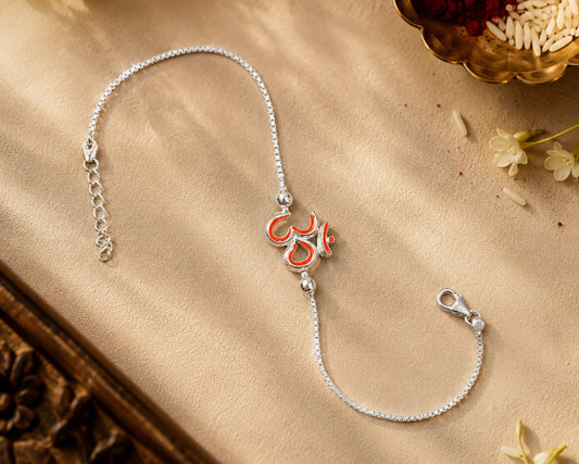 om 925 sterling silver rakhi bracelet for brother