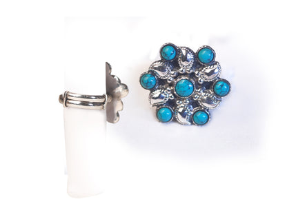 sterling 925 ring turquoise cocktail worn on finger