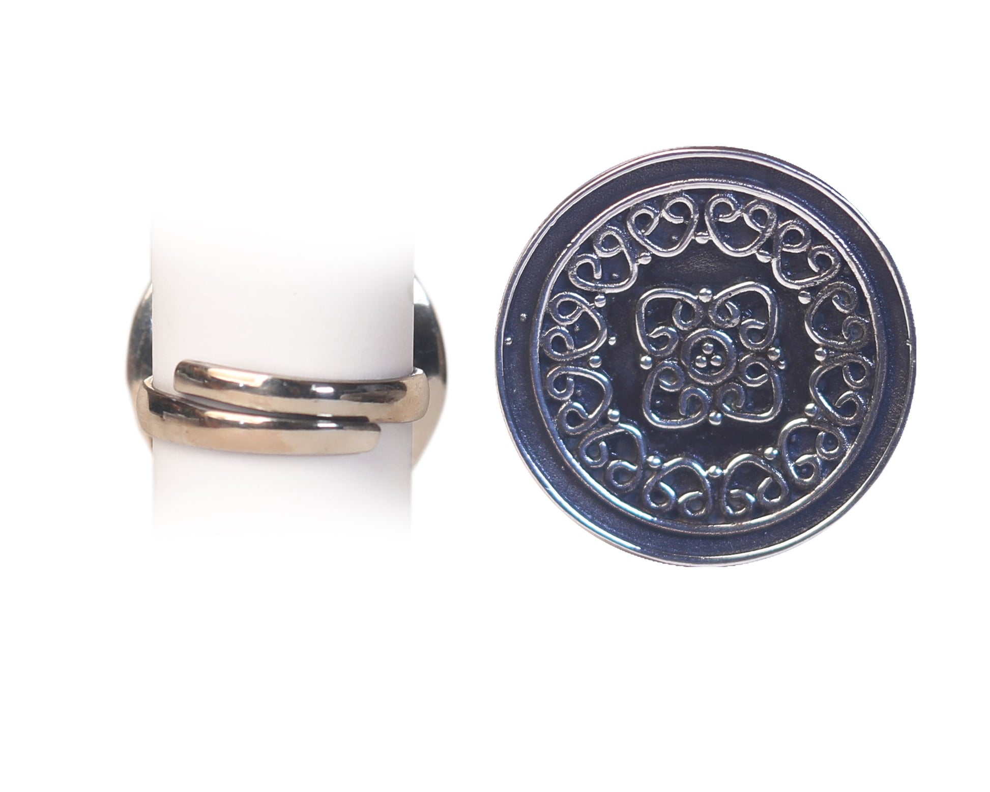 sterling 925 ring mandala oxidised antique finish