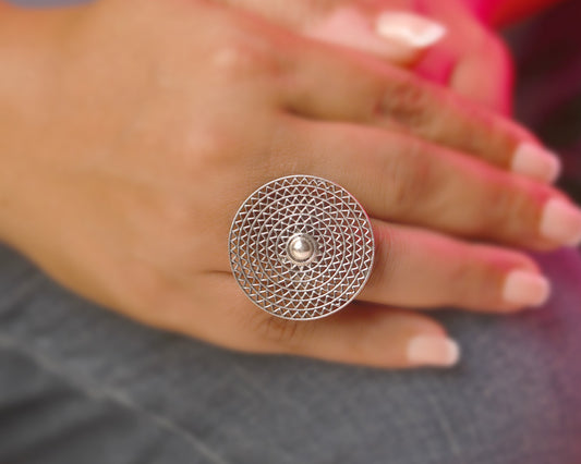 ring sterling silver 925 antique oxidised designer grooves