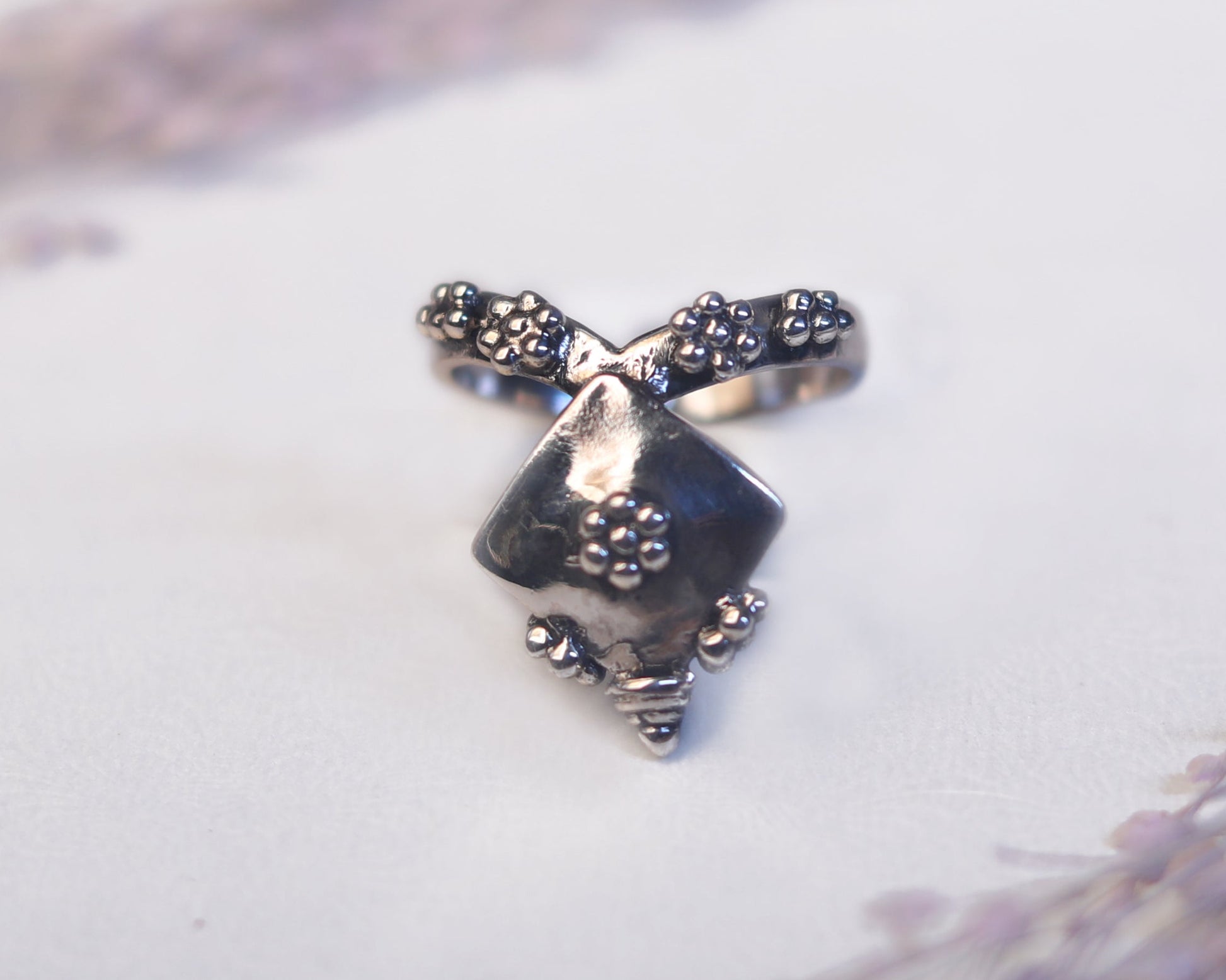 boho sterling silver rings elegant flower design for women
