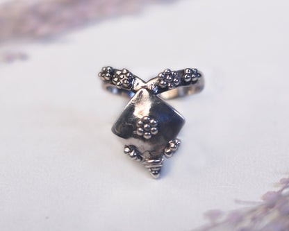 boho sterling silver rings elegant flower design for women