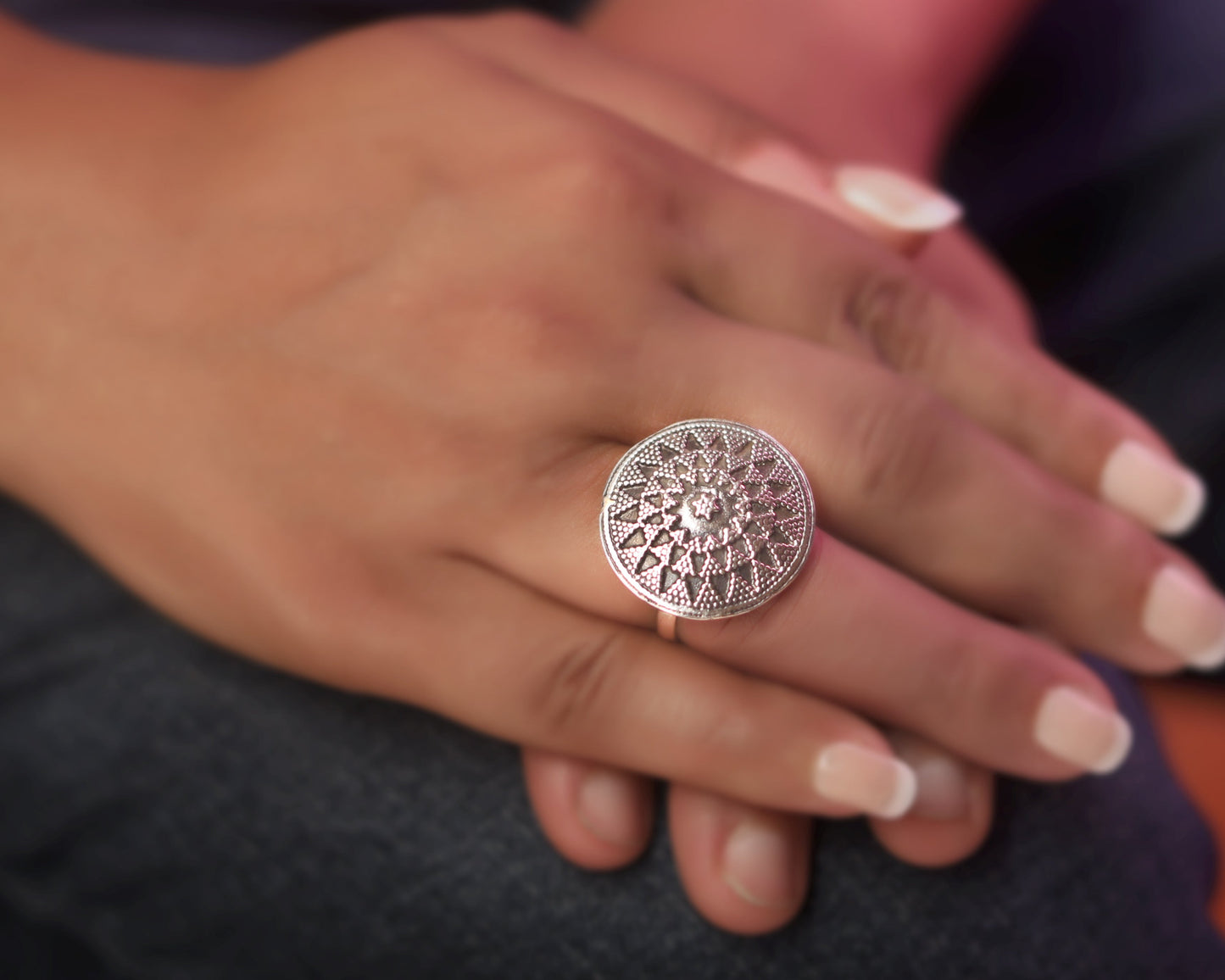 boho sterling silver rings artisan floral cocktail design