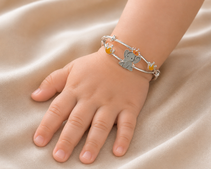 elephant crown 925 sterling silver kids bracelet
