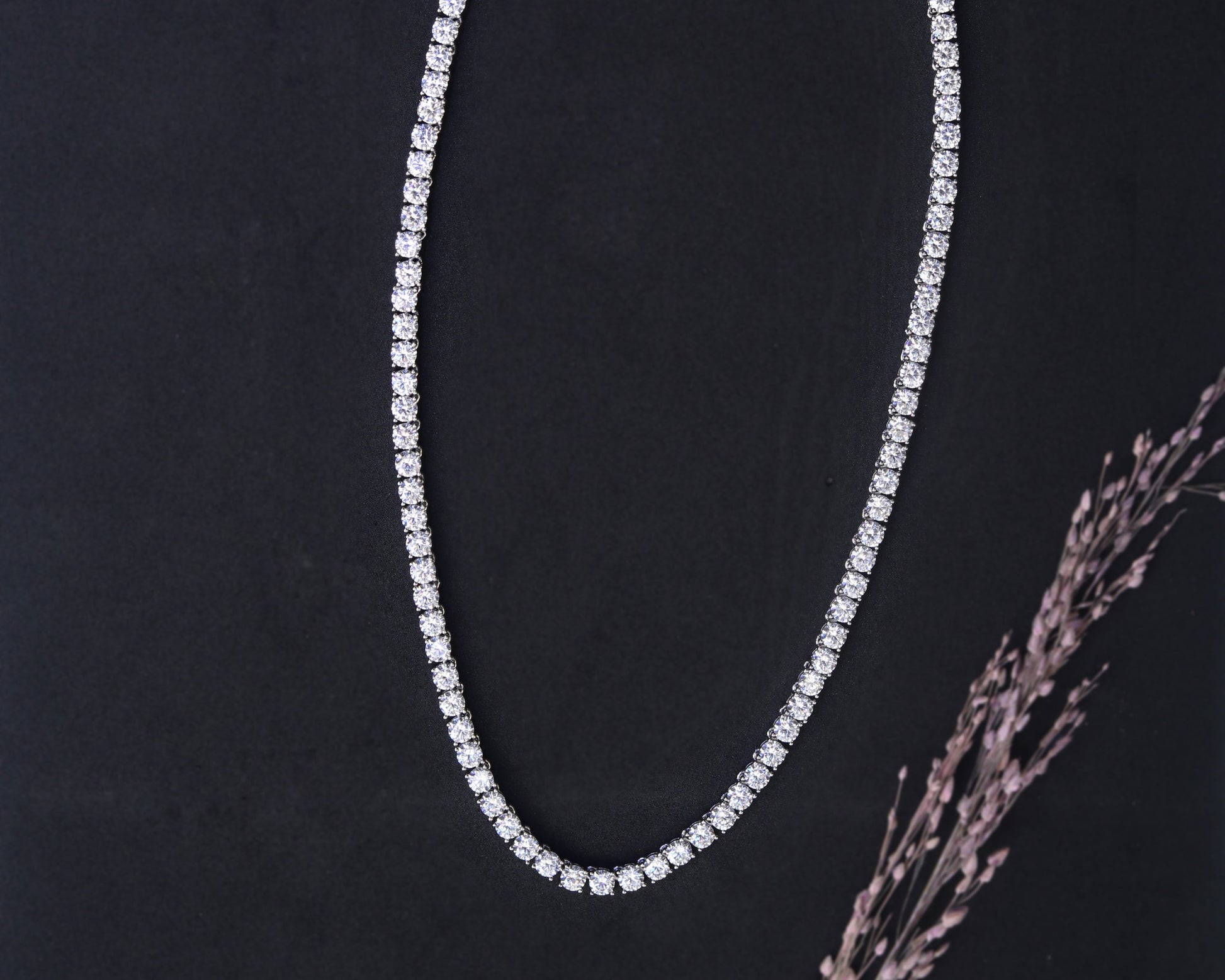 pendant sterling silver necklace starlight crystal tennis design