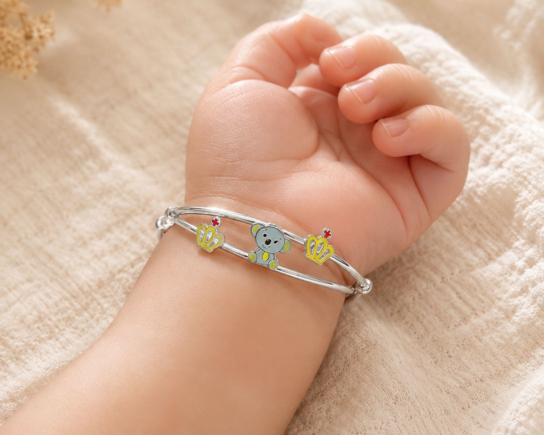 pure silver kids bracelet koala crown hypoallergenic