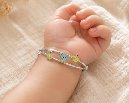 pure silver kids bracelet koala crown hypoallergenic